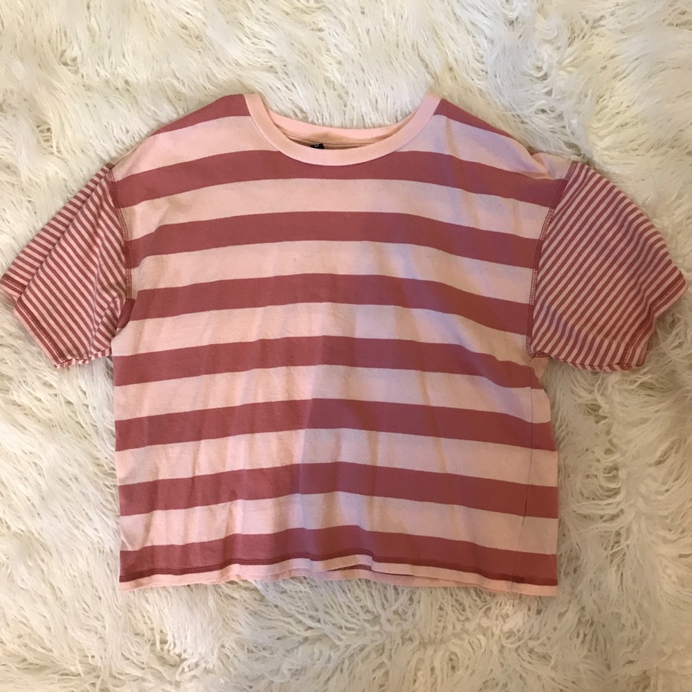Pink striped T-shirt